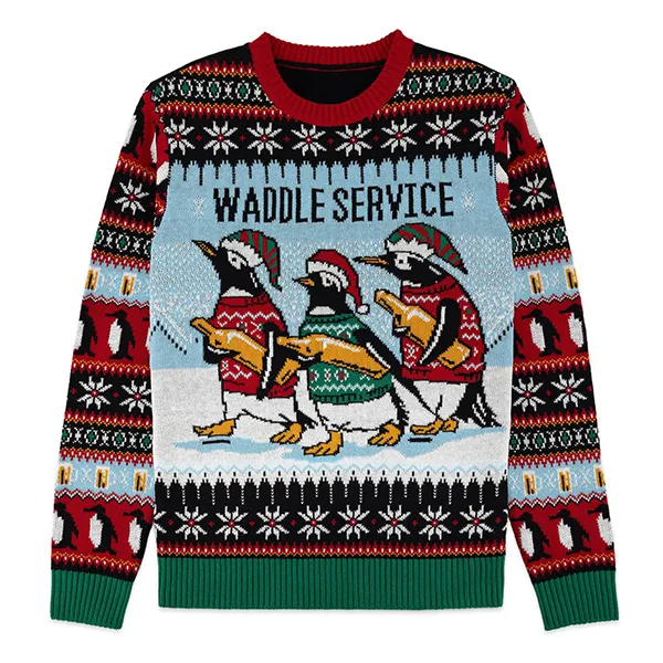 custom-funny-penguin-waddle-christmas-sweater-flat-display