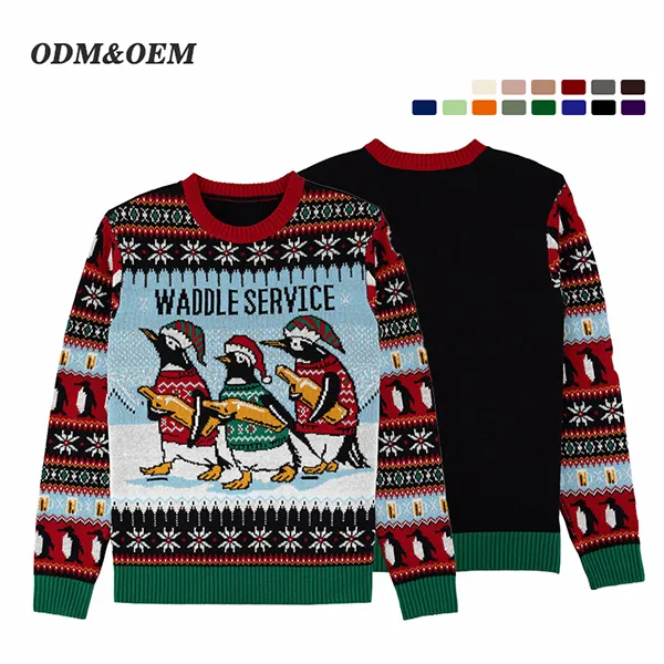 custom-funny-penguin-waddle-christmas-sweater-front