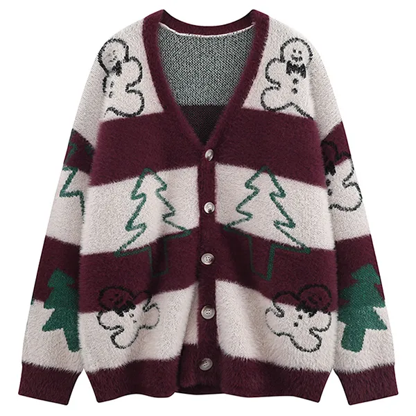 custom-fuzzy-gingerbread-christmas-cardigan-brown
