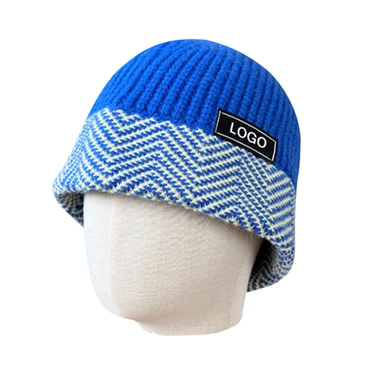 custom-herringbone-knit-bucket-hat-blue