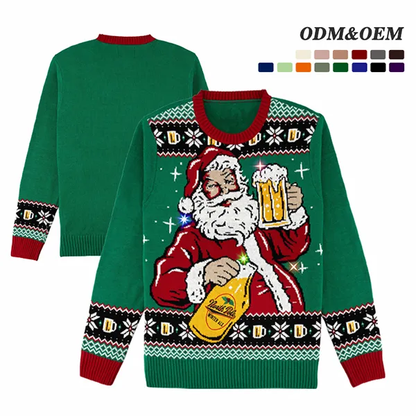 custom light up santa beer christmas sweater