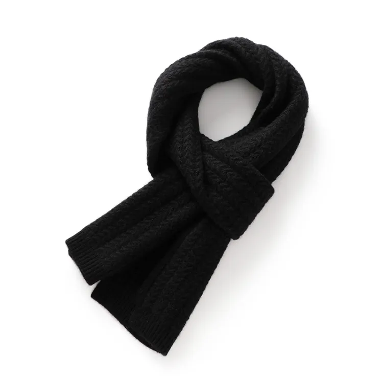 custom-ribbed-knit-winter-scarf-black