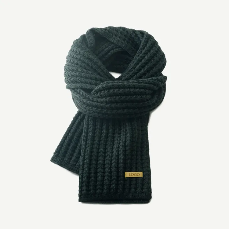 custom-waffle-ribbed-knit-scarf-green