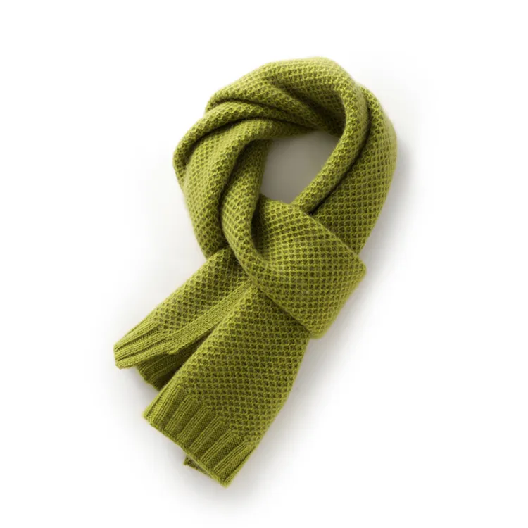 custom-waffle-texture-knit-scarf-green