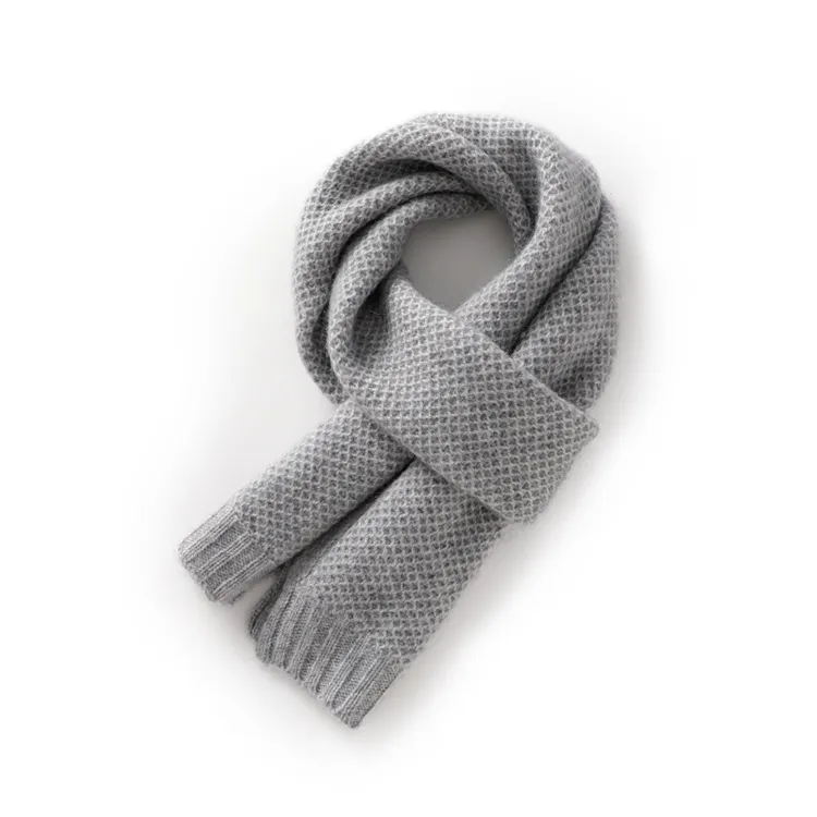 custom-waffle-texture-knit-scarf-grey