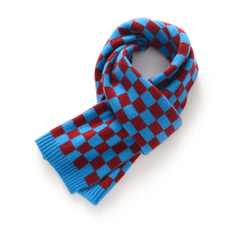 custom-checkerboard-knit-winter-scarf-blue