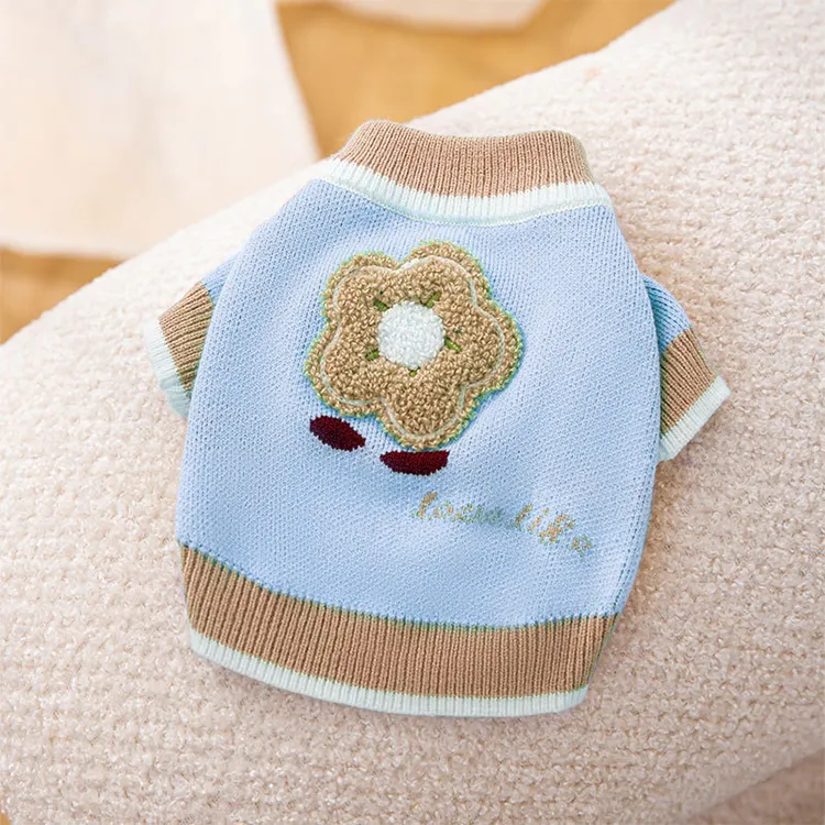 custom-floral-applique-pet-sweater-blue