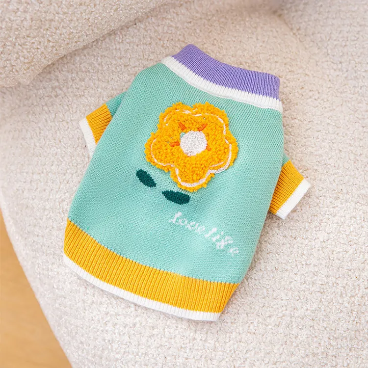 custom-floral-applique-pet-sweater-green