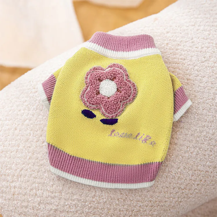 custom-floral-applique-pet-sweater-light-yellow