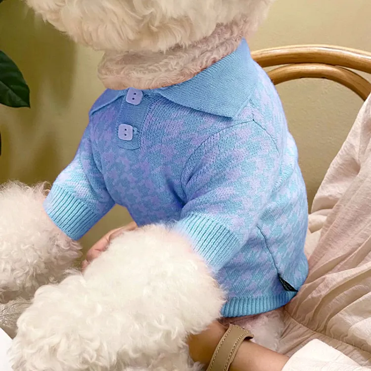 custom-houndstooth-knit-pet-sweater-blue