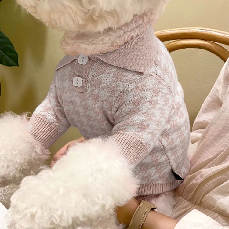 custom-houndstooth-knit-pet-sweater-grey