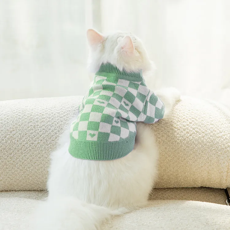 custom-checkerboard-heart-pet-sweater-green