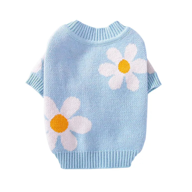 custom-floral-daisy-pet-sweater-blue