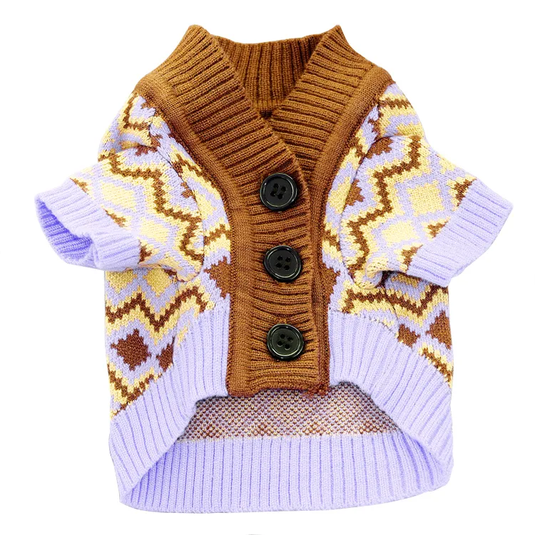 custom-geometric-jacquard-pet-cardigan-brown