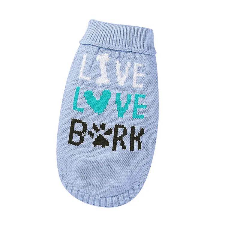 custom-slogan-jacquard-knit-pet-sweater-blue