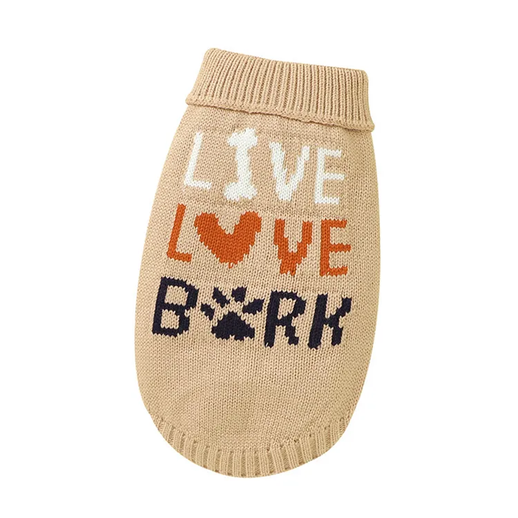 custom-slogan-jacquard-knit-pet-sweater-brown