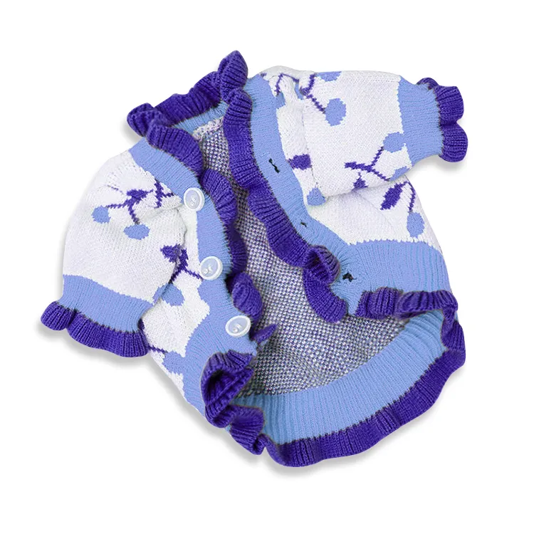 custom-cherry-print-pet-cardigan-blue