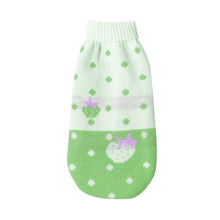 custom-strawberry-polka-dot-pet-sweater-green
