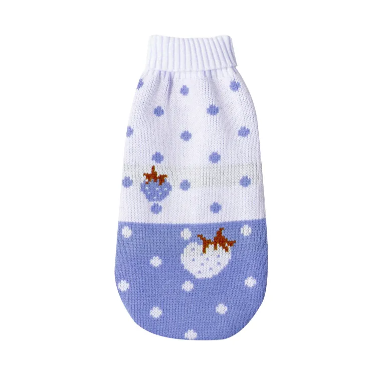 custom-strawberry-polka-dot-pet-sweater-purple