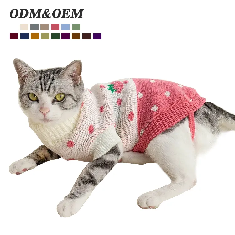 custom-strawberry-polka-dot-pet-sweater