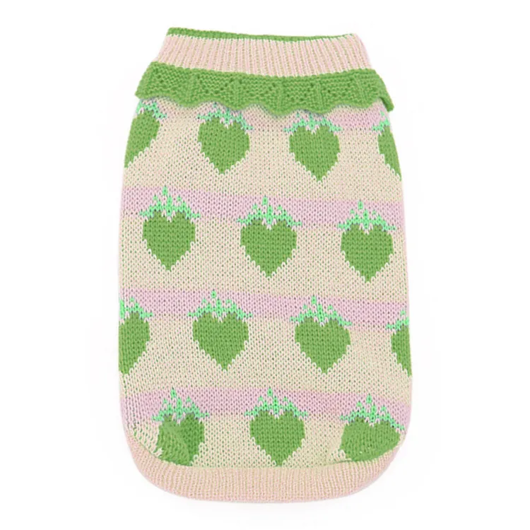 custom-strawberry-print-pet-sweater-green