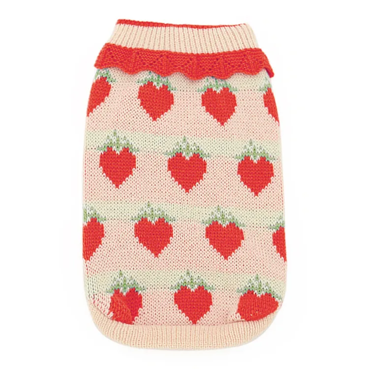 custom-strawberry-print-pet-sweater-red