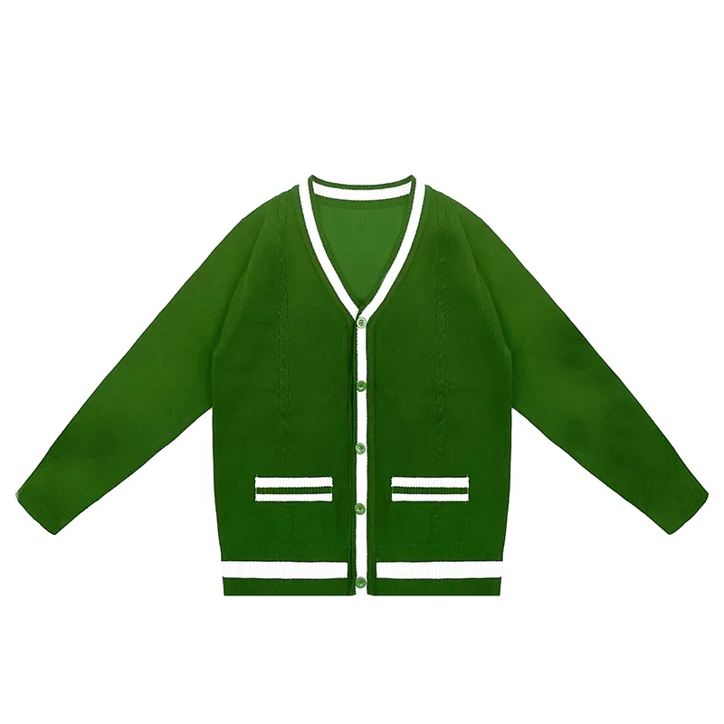 custom-childrens-v-neck-button-cardigan-green