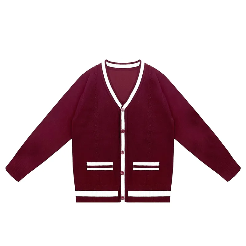 custom-childrens-v-neck-button-cardigan-red