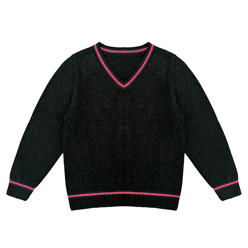 custom-childrens-v-neck-school-uniform-sweater-black-and-pink