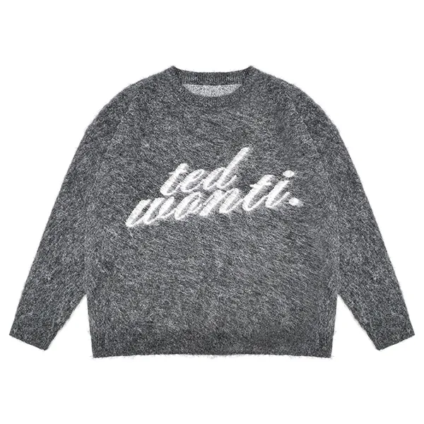 custom brushed mohair blend graphic sweater
