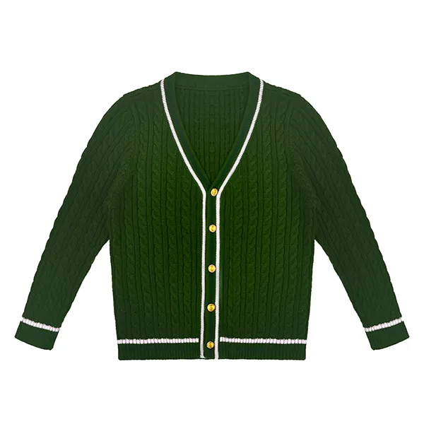 custom-cable-knit-v-neck-school-cardigan-jacket-tree-green