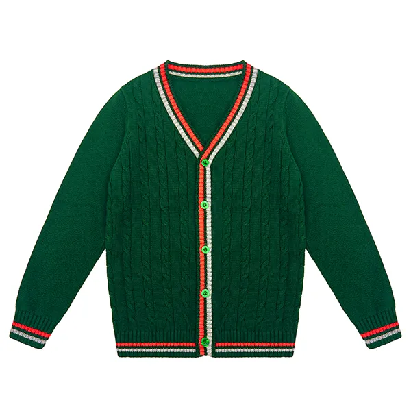 custom-cotton-cable-knit-school-cardigan-jacket-green