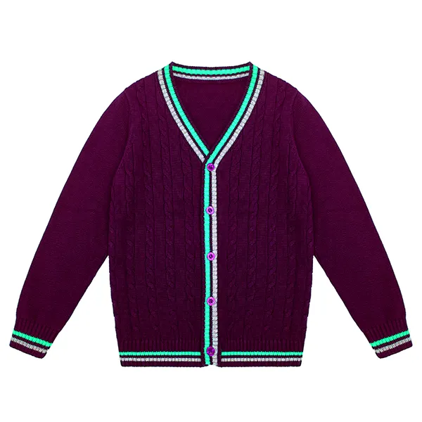 custom-cotton-cable-knit-school-cardigan-jacket-purple