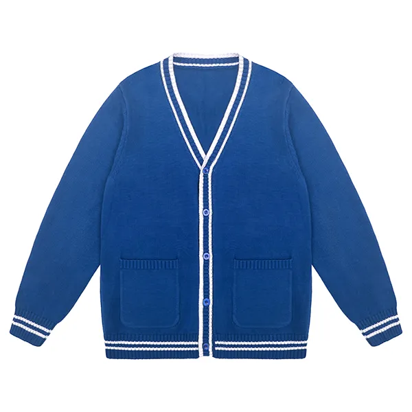 custom-unisex-v-neck-school-cardigan-jacket-blue