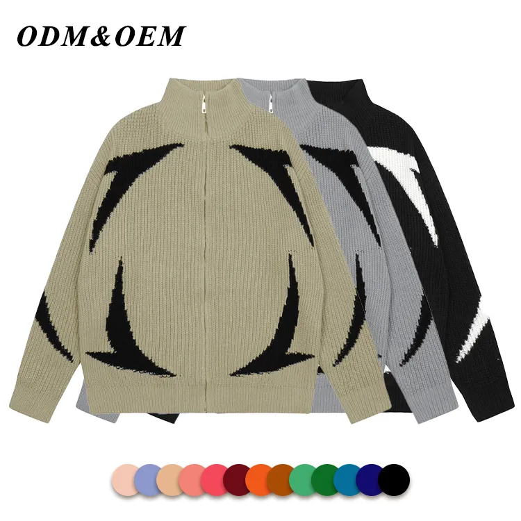 custom-oversized-jacquard-zip-up-mock-neck-sweater
