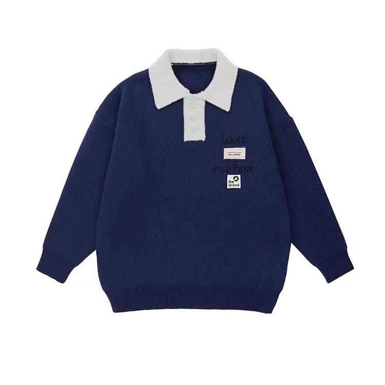 custom-varsity-contrast-polo-knit-sweater-blue