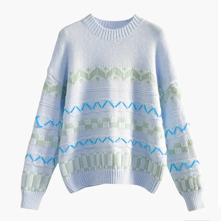 custom-geometric-patterned-jacquard-knit-sweater-blue