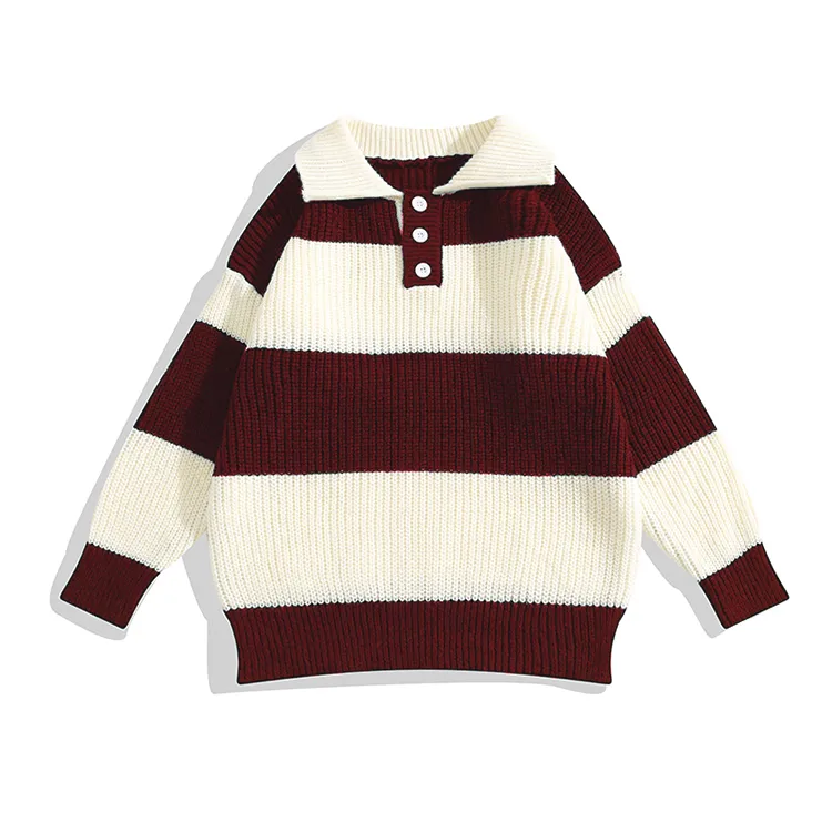 custom-striped-polo-knit-sweater-dark-red