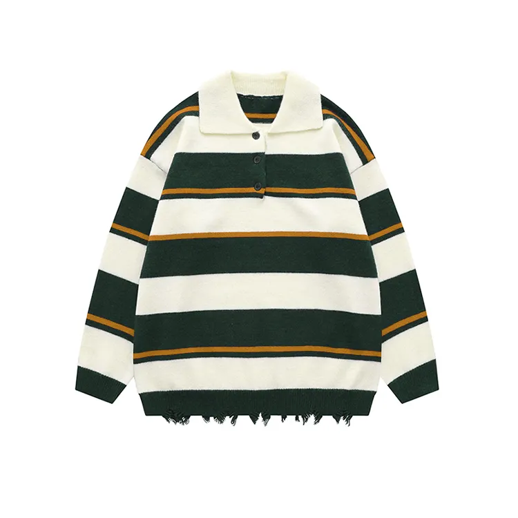 custom-striped-polo-knit-sweater-forest-green