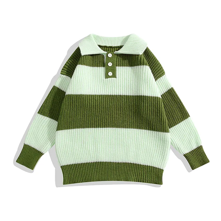 custom-striped-polo-knit-sweater-green