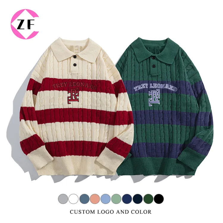 custom-varsity-cable-knit-polo-pullover