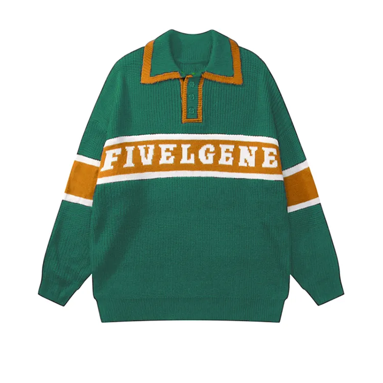 custom-varsity-graphic-polo-knit-sweater-green