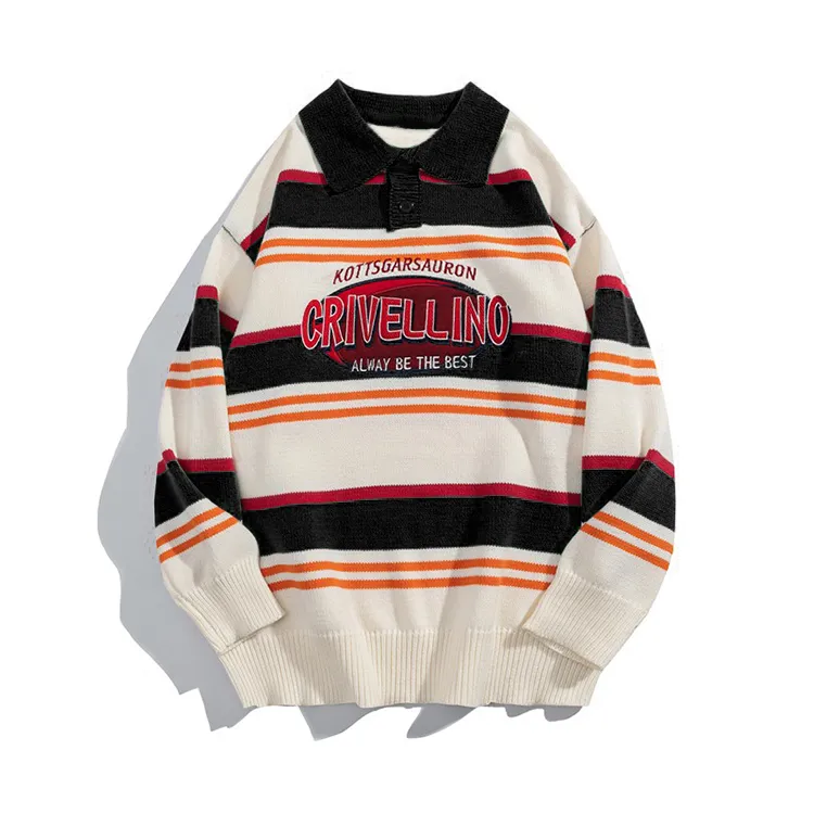 custom-varsity-striped-polo-knit-sweater-black