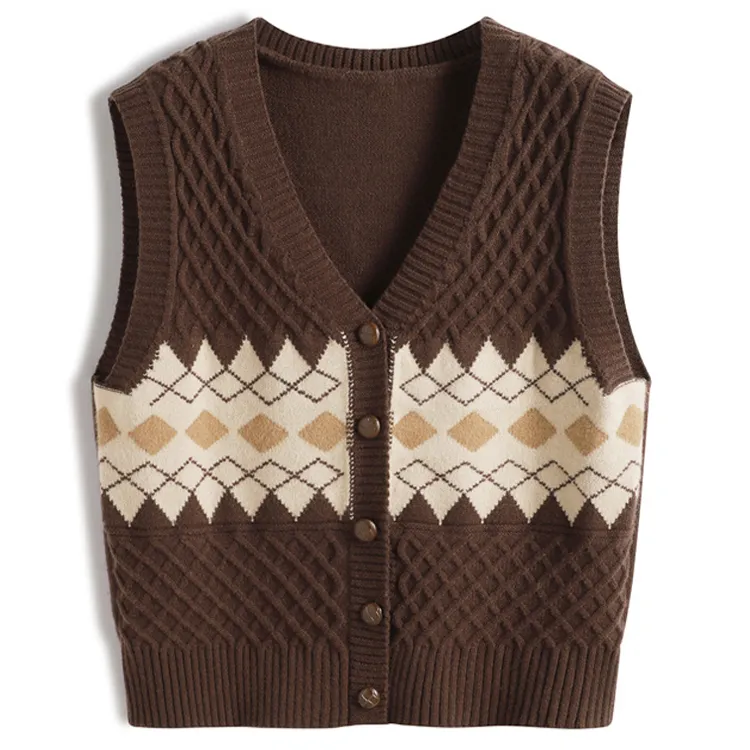 custom-argyle-cable-knit-cardigan-vest-brown