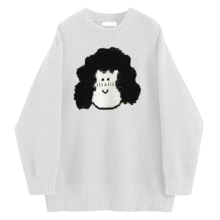 custom-cartoon-character-boucl-knit-sweater-white