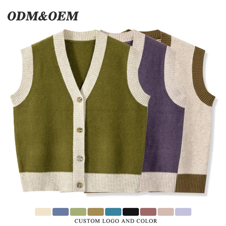 custom-color-blocked-v-neck-cardigan-vest