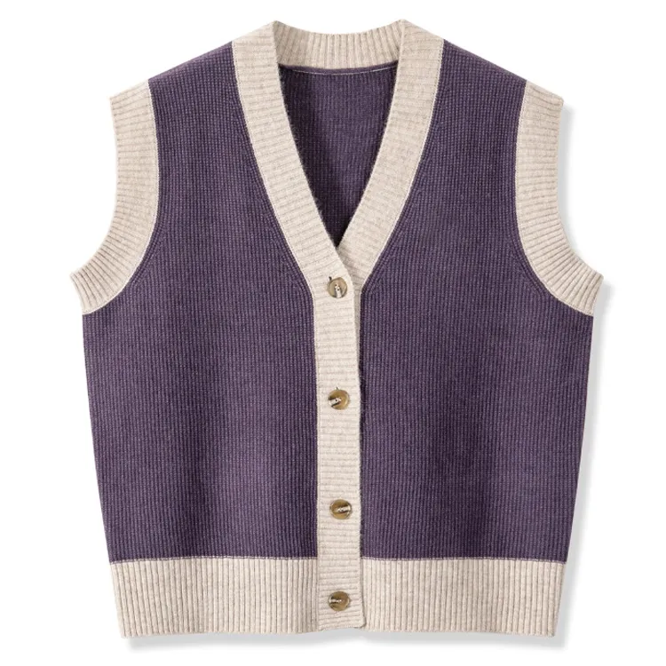 custom-color-blocked-v-neck-cardigan-vest-purple