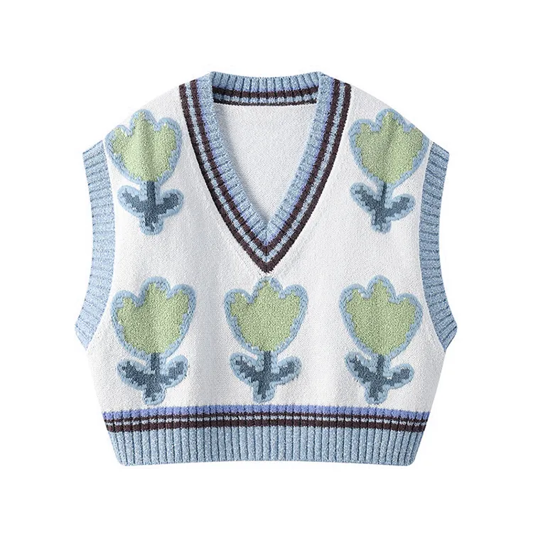 custom-cropped-floral-knit-vest-blue