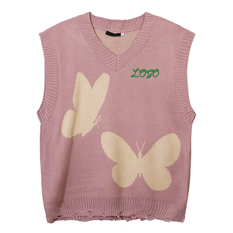 custom-oversized-butterfly-knit-vest-pink