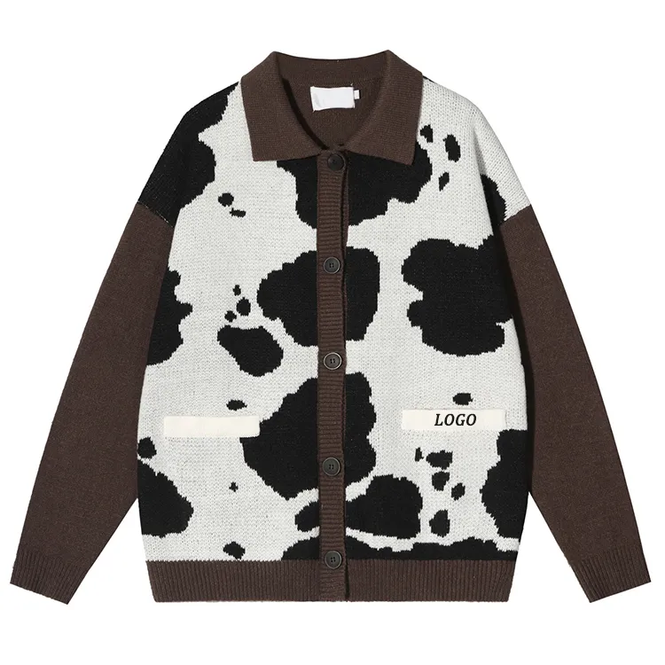 custom-oversized-cow-print-cardigan-brown